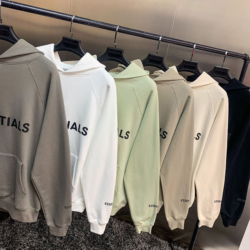 ESSENTIALS Hoodies Men Sweatshirts Reflective Letter Printing Fleece Oversized Hoodie Fashion Hip hop Unisex Essentials Pullover