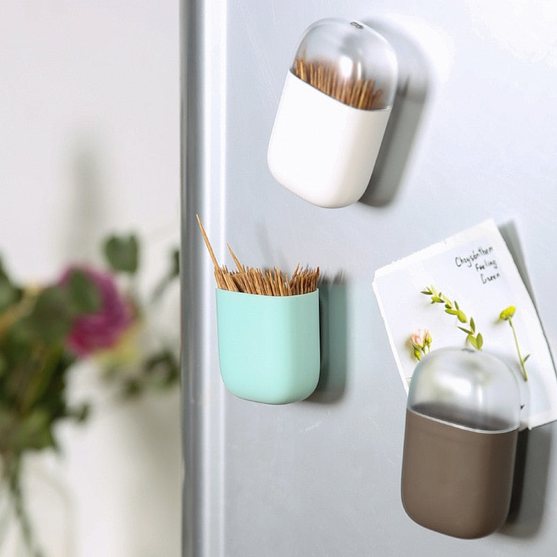 Magnetic Refrigerator Toothpick Holder Container Creative Toothpick Dispenser Household Table Toothpick Storage Box with Magnet