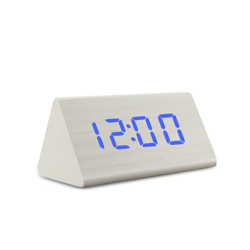 Digital Clock LED Wooden Alarm Clock Table Sound Control Electronic Clocks Desktop USB/AAA Powered Desperadoes Home Table Decor