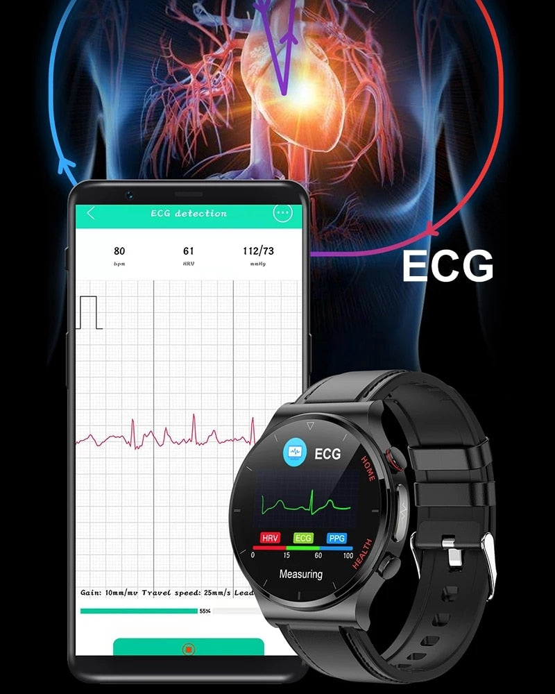 2022 New ECG+PPG Smart Watch Men Sangao Laser Health Heart Rate Blood Pressure Fitness Sports Watches IP68 Waterproof Smartwatch