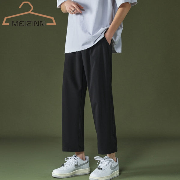 2022 New Men&#39;s Casual Cropped Pants Brand Spring Y2K Streetwear Korean Wide Leg Pants Fashion Hip Hop Straight Casual Men Pants