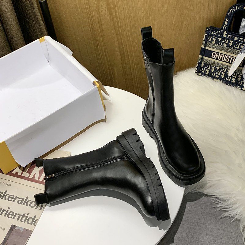 New Luxury Chelsea Boots Women Ankle Boots Chunky Winter Shoes Platform Ankle Boots Slip on Chunky Heel  Boot Brand Designer