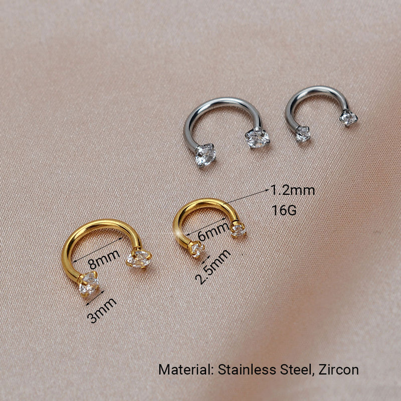 1PC Stainless Steel Fashion Crystal CZ Hoop Women Tragus Cartilage Helix Studs Earrings Conch Rook Daith Lobe Piercing Jewelry