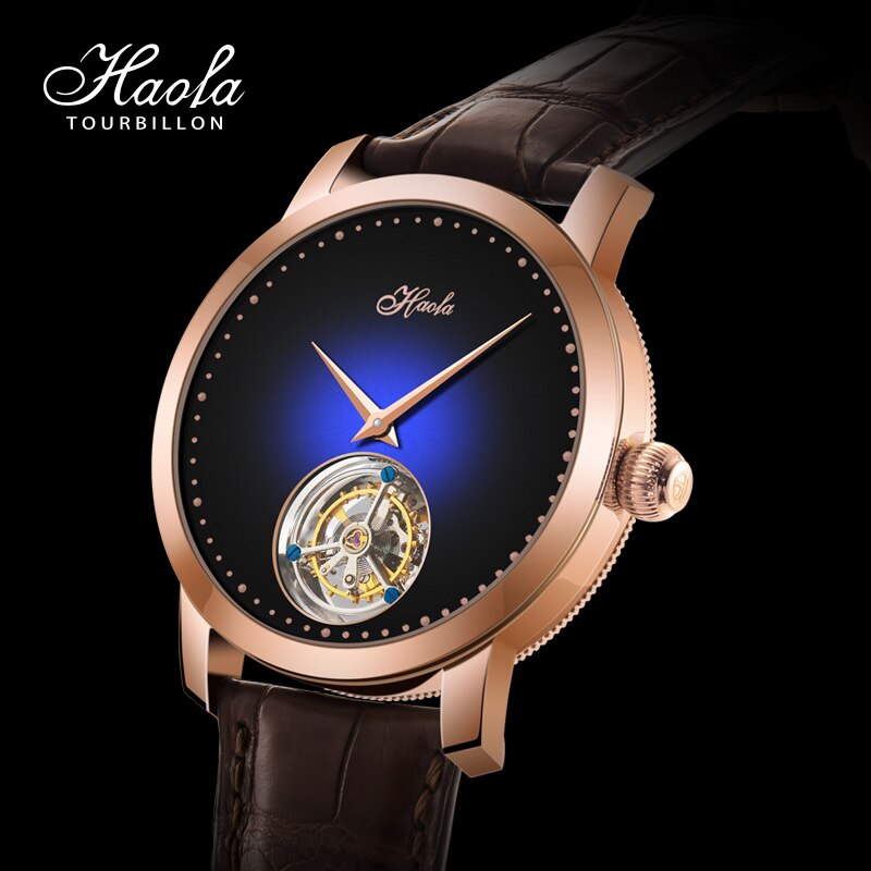 Haofa Men Manual Sapphire Tourbillon Mechanical Wristwatches Simple Fashion Flying Tourbillon Movement Watch For Men Man Luxury