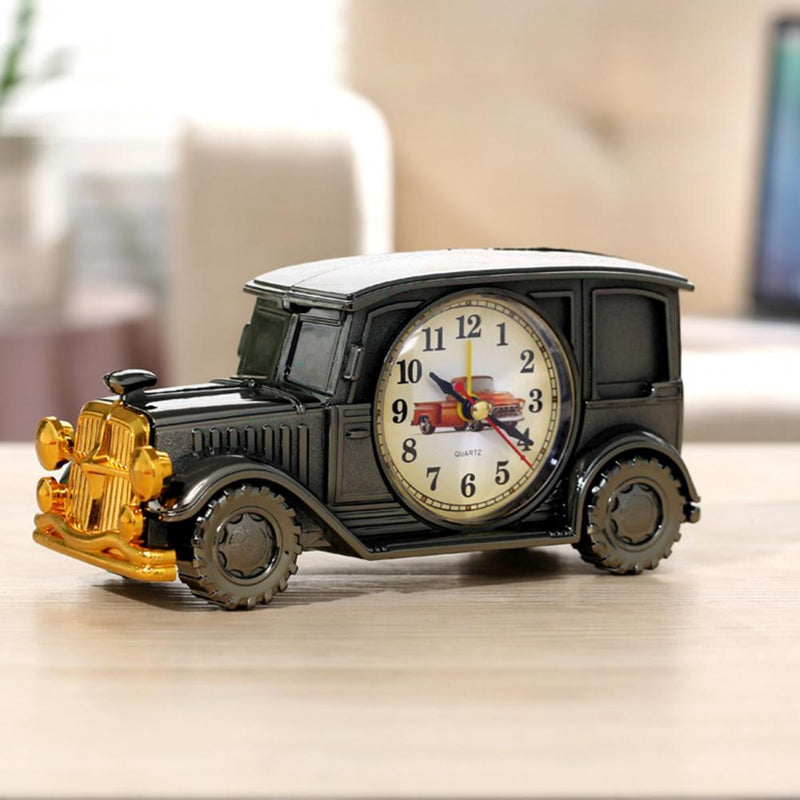 Time Display Simple Operation Classic Car Shape Antique Clock Desktop Ornament for Bedroom