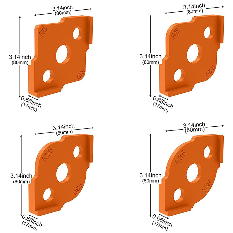 Woodworking Router Corner Radius Templates Jig R5 to R40 Routing Curved Corners Milling Circular Radian High Hardness ABS Tool