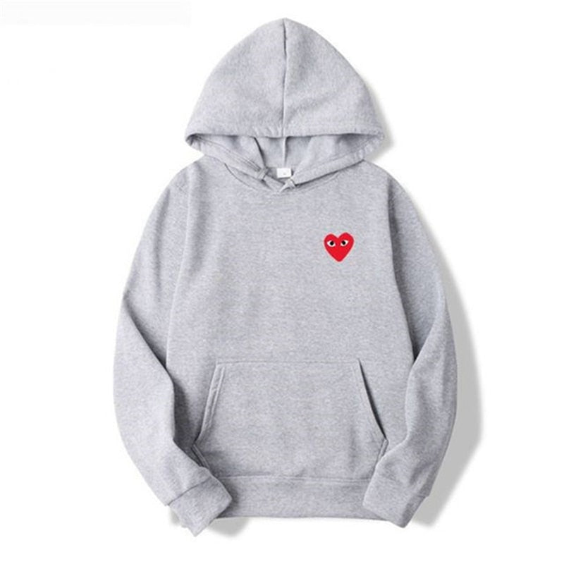 2022 hot sale men's and women's pure cotton heart-shaped print pocket wool thick lover autumn and winter casual hoodie