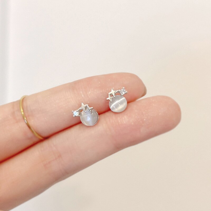 Korea Simple Sweet Cool Wind Planet Love Zircon Stud Earrings 2022 Young Luxury Earrings Elegant Women's Jewelry Accessories