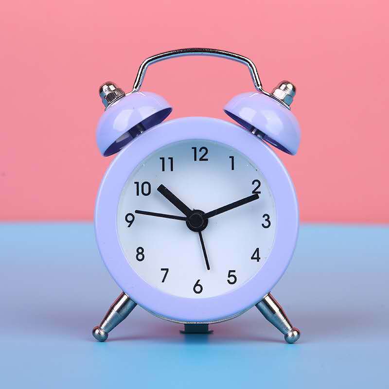 Cute Mini Metal Round Alarm Clock Desk Table Electronic Digital Clock Bedroom Living Room Alarm Clock Creative Home Decoration