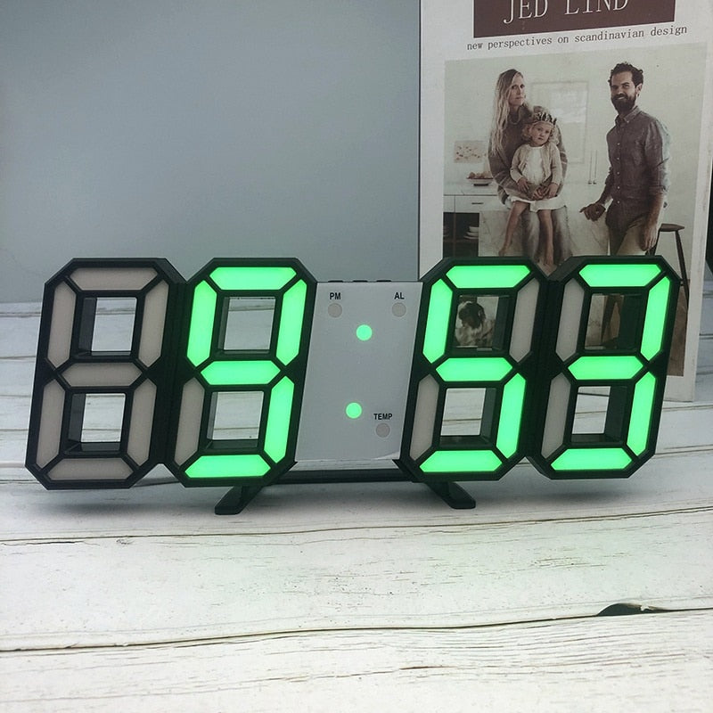 3D LED Digital Clock wall deco Glowing Night Mode Adjustable Electronic Table Clock Wall Clock decoration living room LED Clock