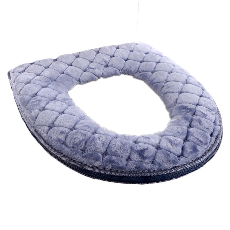 Bathroom Toilet Seat Cover Soft Winter Warm Plush Cushion O-shaped Washable Toilet Lid Cushion Household Supplies 37cm×44cm