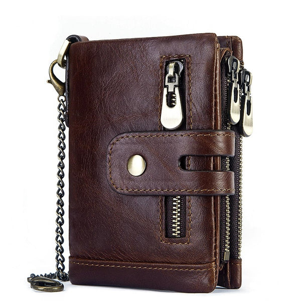 Cowhide Genuine Leather Men Wallet Coin Purse Small Mini Card Holder Vintage PORTFOLIO Portomonee Hasp Male pockect