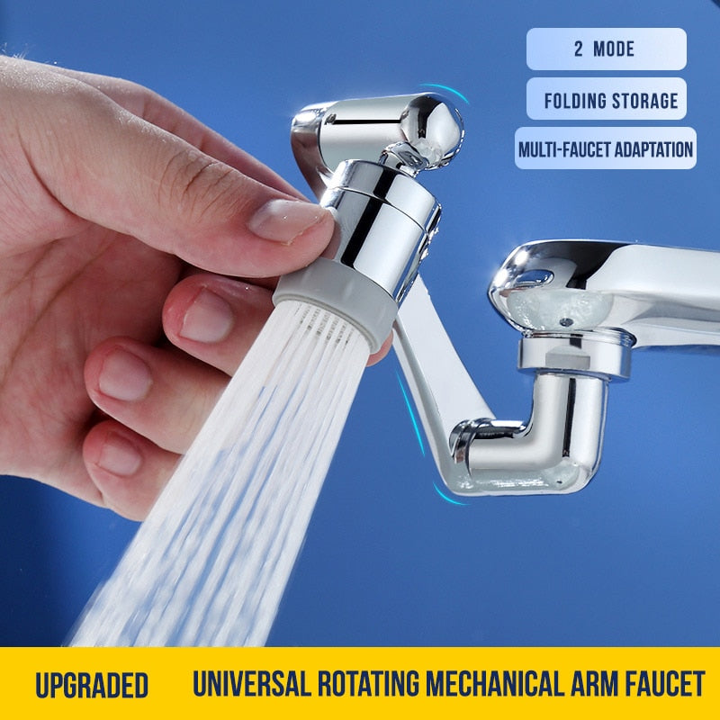 Universal 1080 Degree Rotatable Faucet Aerator Extender Plastic Splash Filter Faucets Bubbler Nozzle Robotic Arm 2 Modes Faucet