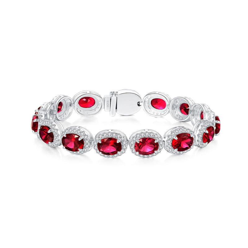 LUXURY S925 Sterling Silver Sparkling Oval Ruby High Carbon Diamond Bracelet For Women Wedding party Fine Jewelry Valentine Gift