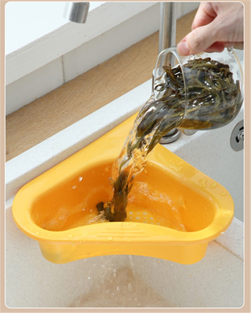Sink Swan Drain Basket Household Punch-free Kitchen Vegetable Washing Multi-functional Pool Triangular Plastic Water Filter Rack