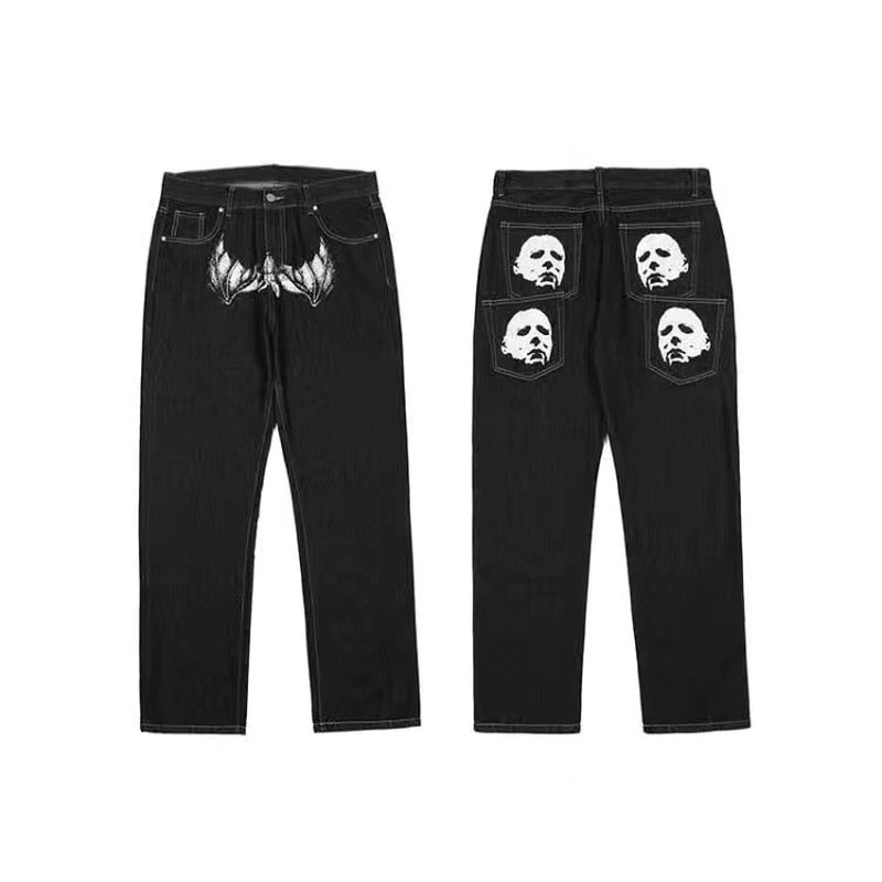 Y2K Retro Embroidered Denim Trousers Men&#39;s High Street Wide Leg Pants Street Loose Casual Jeans Letter Patch Pants Men&#39;s