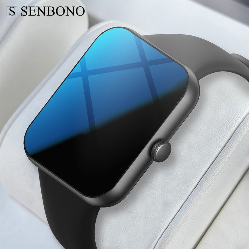 SENBONO 2022 New DIY Watch Face Sport Smart Watch Men 3ATM IP68 Waterproof Heart Rate Monitor Women Smartwatch For Android IOS