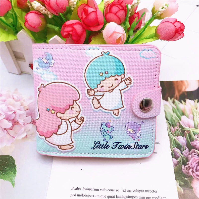 Kawaii Hello Kitty Cinnamoroll My Melody Kuromi Sanrios New Pu Casual Money Bag Coin Purse Card Holder Wallet with Buttons