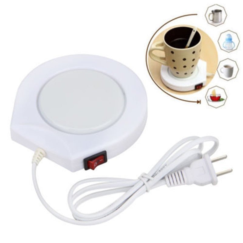 220v Portable White Electric Powered Cup Warmer Pad Coffee Tea Milk Mug Heater Mug Pad Powered Office Cup Coaster