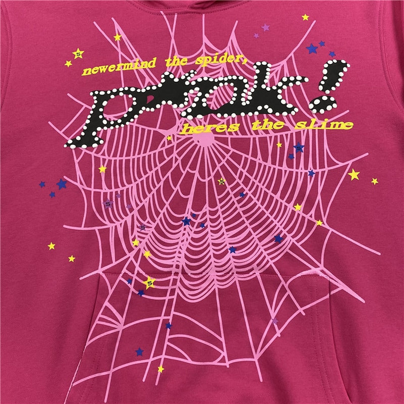 2022 Young Thug Pink Sp5der 555555 Hoodie Men Women 1:1 High Quality Foam Print Spider Web Graphic 555555 Sweatshirts Pullovers