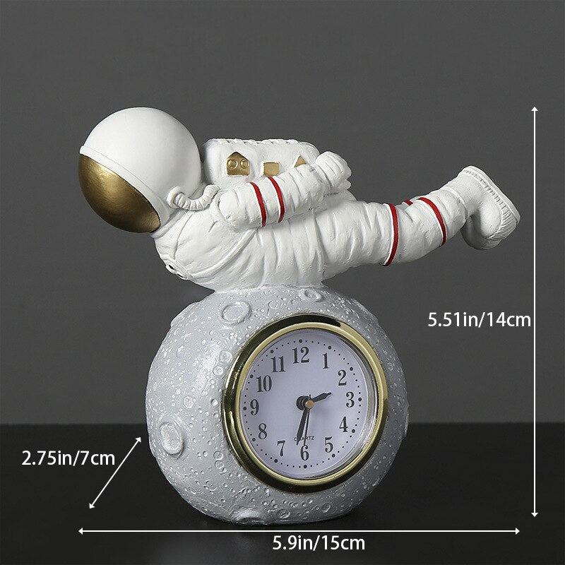 Creative Desk Clock Fishing Spaceman Decoration Astronaut Bedroom Bedside Wake-Up Clock Cartoon Office Alarm Clock Adornment