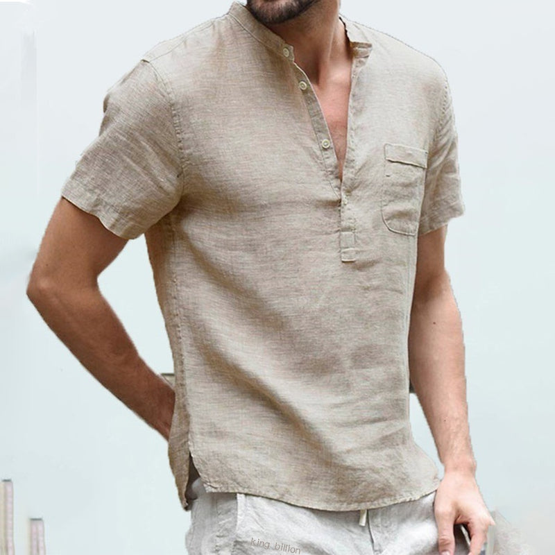 Summer New Men&#39;s Short-Sleeved T-shirt Cotton and Linen Led Casual Men&#39;s T-shirt Shirt Male  Breathable S-3XL