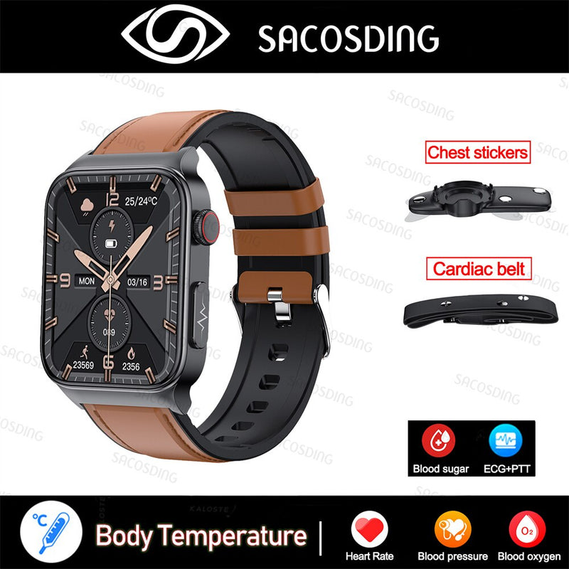 2022 NEW Blood Glucose Smart Watch Men ECG Monitor Blood Pressure Body Temperature Smartwatch IP68 Waterproof Fitness Tracker