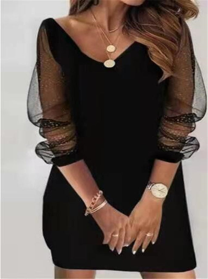 Ladies Plus Size Dress Casual Elegant A-Line Dress Party Dress Metal Belt Butterfly Print Cutout Long Sleeve Lace V Neck Dress