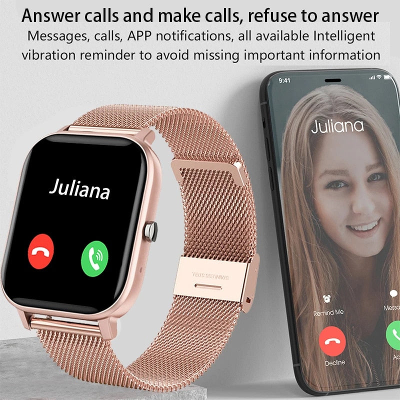 2022 New Smart Watch Women Men Full Touch Dial Call Fitness Tracker IP67 Waterproof Bluetooth Answer Call Smartwatch Woman+Box