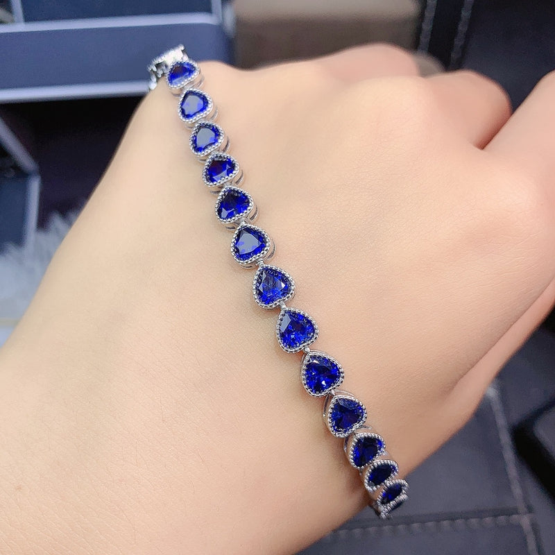 Silver 925 Women&#39;s Bracelet Jewelry Women&#39;s Hand Bracelet Christmas Shipping Free Luxury gem Natural Sapphire Bracelet Women