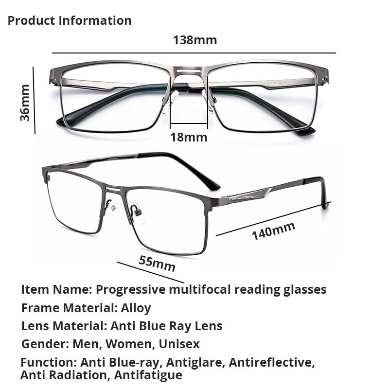 Men Progressive Reading Glasses Multifocal Women&