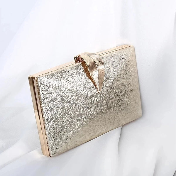 Luxy Moon Women&#39;s Wedding Clutch Bag Gold Purse Ladies Handbag Party Purse For Bridal Metal Leaf Lock Shoulder Bag  ZD1524