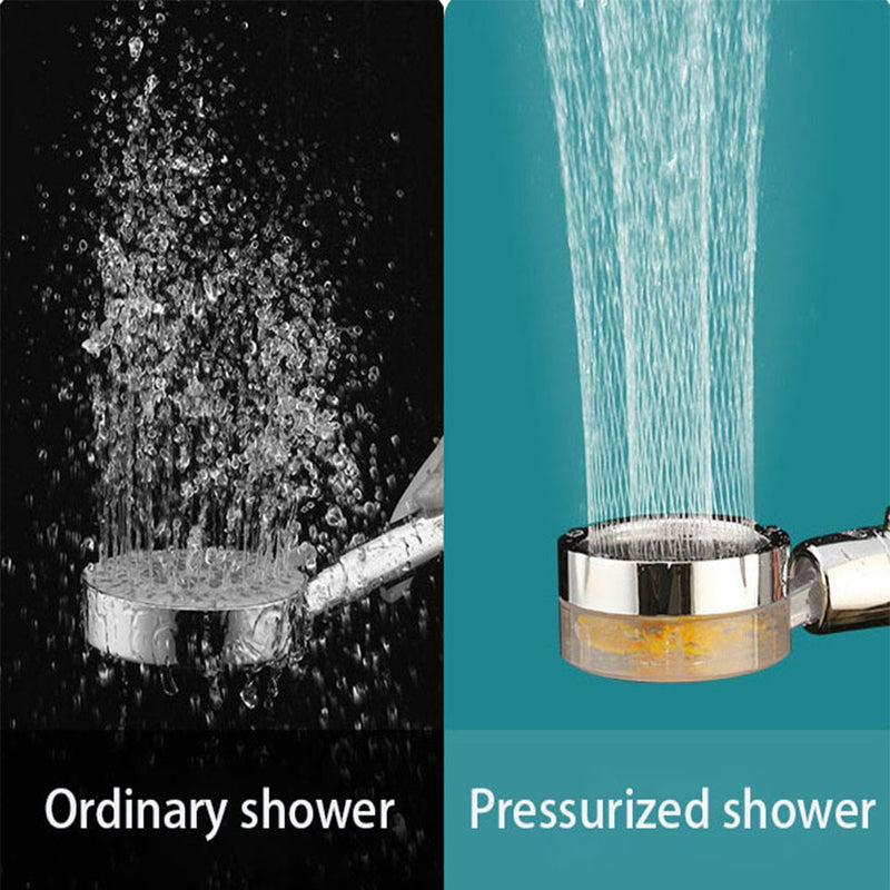 Shower Head Water Saving High Preassure Turbo Propeller Flow Showerhead with Fan Built-in Filter Rainfall Bathroom Accessor