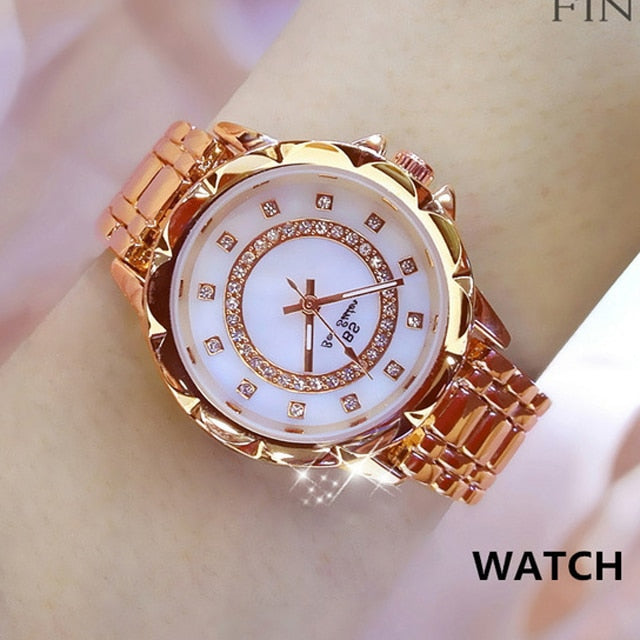 2022 Ladies Wrist Watches Dress Gold Watch Women Crystal Diamond Watches Stainless Steel Silver Clock Women Montre Femme 2023