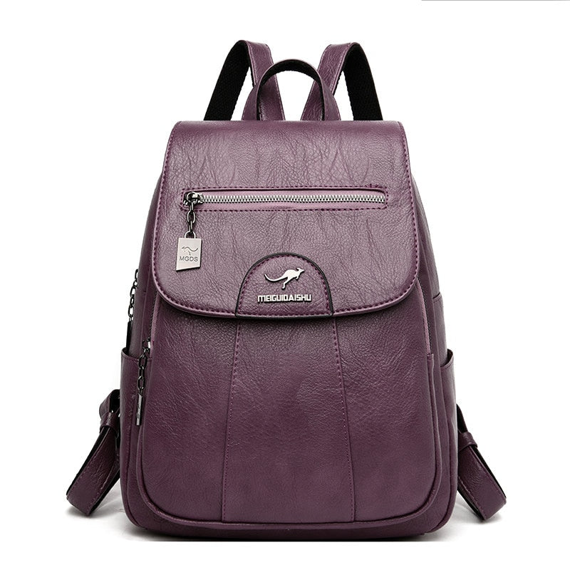 2022 Women Leather Backpacks High Quality Female Vintage Backpack For Girls School Bag Travel Bagpack Ladies Sac A Dos Back Pack