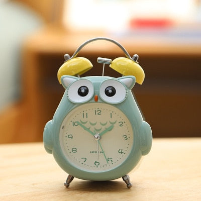 Cartoon Owl Mute Digital Wake Up Table Clock Cute Totoro Ring Bell Metal Bedroom Quartz Alarm Clock With Night Light