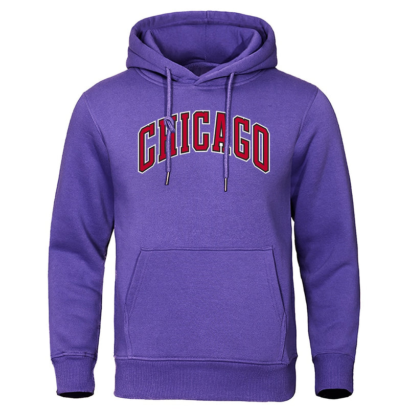 Chicago Basketball Uniform Printed Mens Hoody Fashion Pullover Sweatshirt Casual Pocket Warm Hoodies Loose Oversized Man Clothes