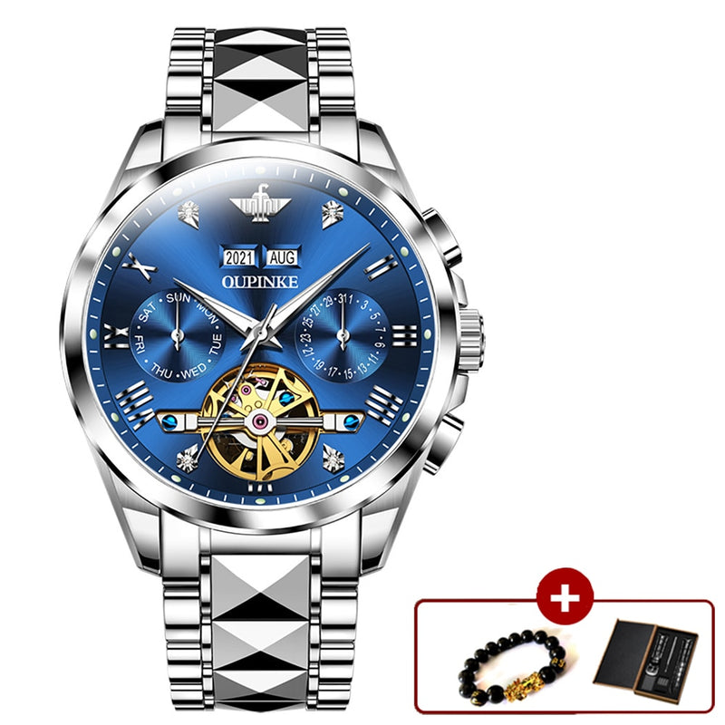 Original OUPINKE Luxury Automatic Watch for Men Mechanical Sapphire Crystal Waterproof Fashion Top Brand Hollow Wrist Watches