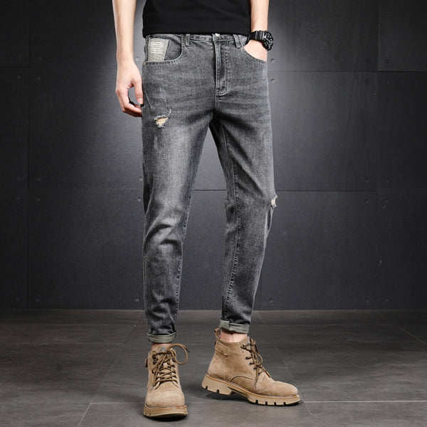 Fashion Men&#39;s Jeans Trousers Cotton Straight Elastic Business Pants Classic Style Jeans Denim Male Pants