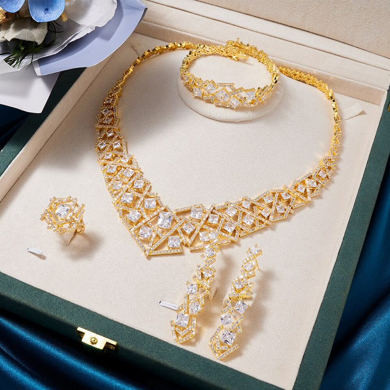 TIRIM Luxury Elegant Bridal Necklace Set for Women Cubic Zirconia Wedding Jewelry Sets Dubai Saudi Party Jewellery Accessories