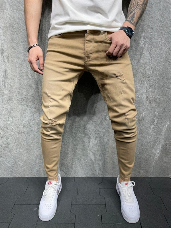 New Men&#39;s Elastic Jeans Fashion Slim Skinny Jeans Casual Pants Trousers Jean Male Green Black Blue