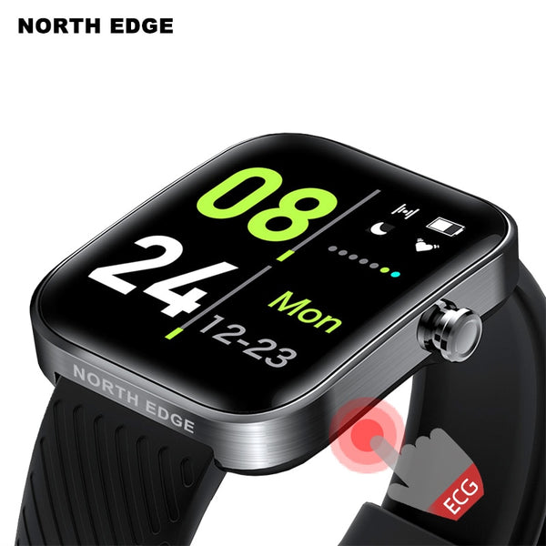 NORTH EDGE ECG Smart Watch Men Heart Rate Blood Pressure Oxygen Stress Body Temperature Fitness Sport Smartwatch For Android IOS