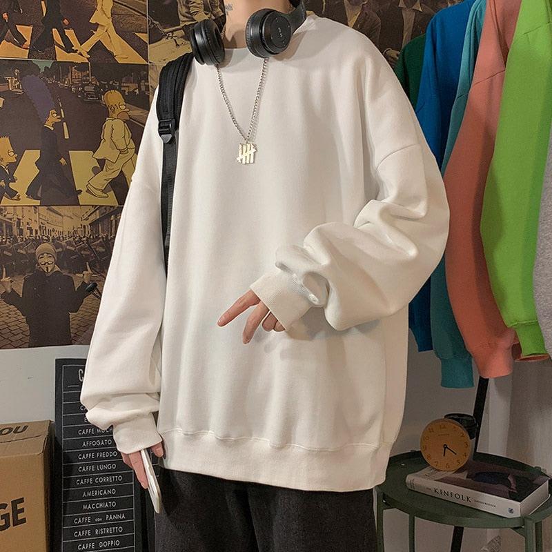 New Men Hoodies Autumn Winter Korean Fashion Letter Print Oversized Pullover Tops Harajuku Hip Hop Casual Sweatshirts Streetwear