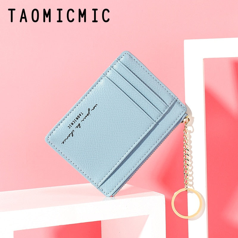 New Women Wallets Zipper PU Leather Coin Purse Mini Key Chain Small Wallet Multi-card Bit Card Holder Card Holder