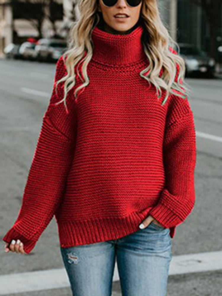 2022 Women Pullover Thick Autumn Winter Clothes Warm Knitted Oversized Turtleneck Sweater For Women&