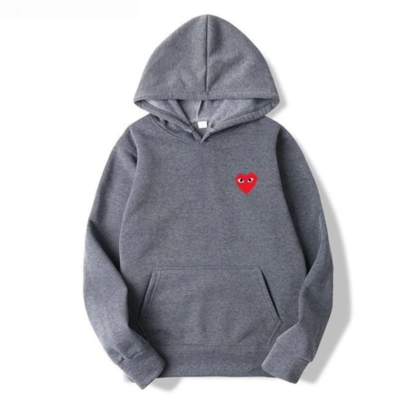 2022 hot sale men's and women's pure cotton heart-shaped print pocket wool thick lover autumn and winter casual hoodie