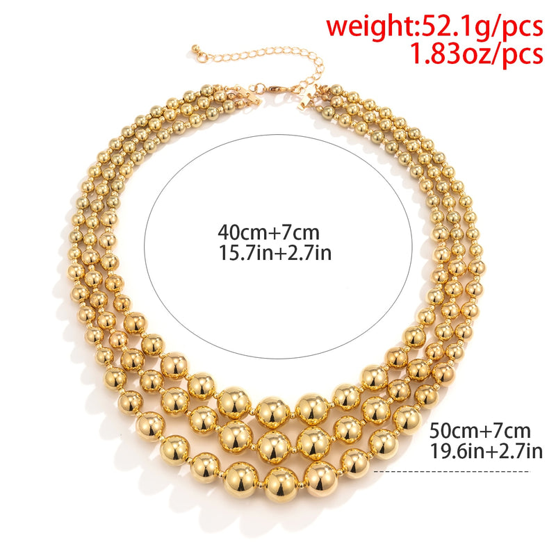 IngeSight.Z Vintage Exaggerated Plastic Big Ball Choker Necklace for Women Multi Layered Chunky Thick Clavicle Necklaces Jewelry