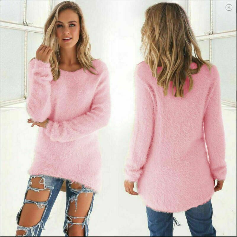 Fashion Womens Winter Warm Sweater Fluffy Plain Jumper Ladies Casual Long Pullover Tops Autumn Oversize Korean Sweater 2022 New