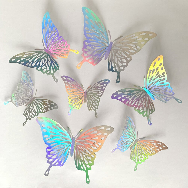 12pcs/lot Colorful Butterfly Wall Stickers 3D Gradient Butterfly  Design Art Stickers Room Magnetic Home Decor DIY Wall Decor
