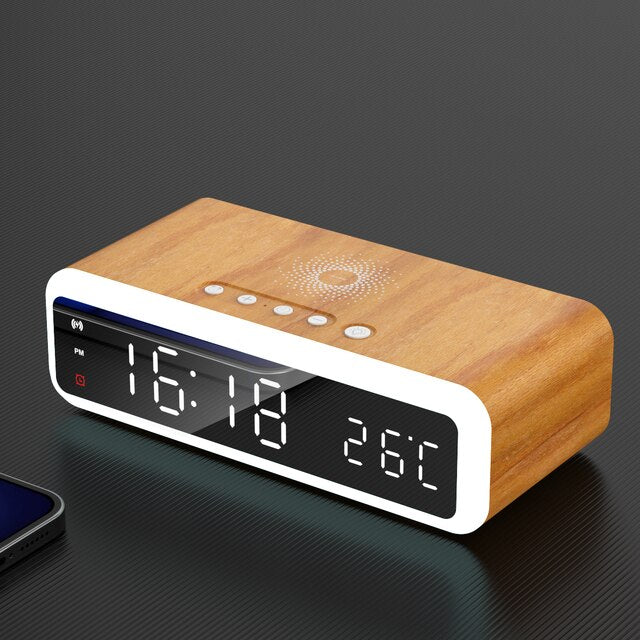 LED Digital Alarm Clock Electric With Wireless Charger Desktop Clock  Thermometer Despertador HD Mirror Clock Watch Table Decor